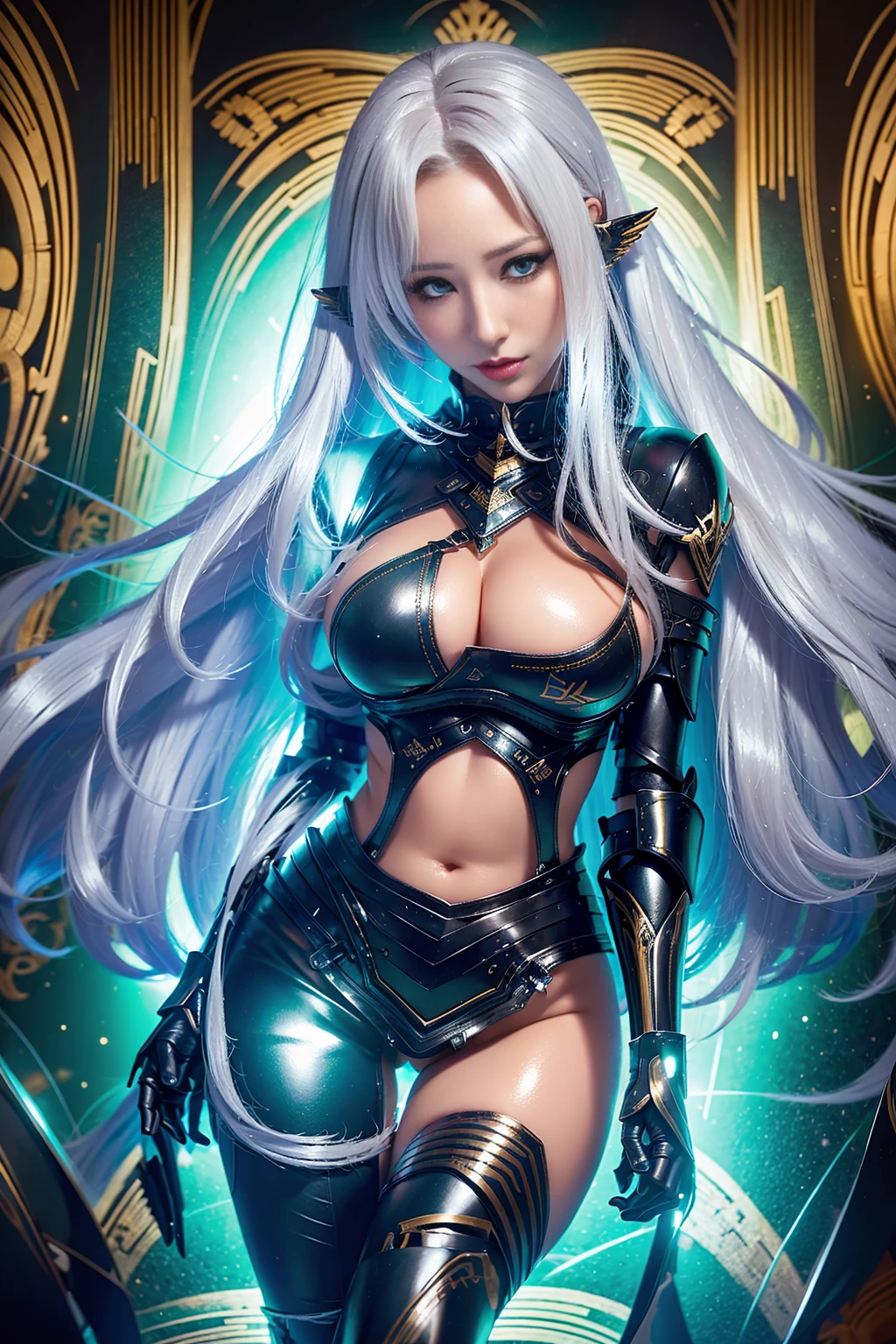 Super Detail, High Detail, high quality, best quality, High resolution,a robot valkyrie,Beautiful female robot,beautiful clear face(Rain waves_haneame:1.5)(Transparent face mask covering),Mechanical body(Smooth metal surface,armor,Mechanical seams of skin,beautiful body curves),Valkyrie Armor(Mechanical Technology,Highlight breast contour),beautiful body curves,Holding a silver sword in hand,handsome pose