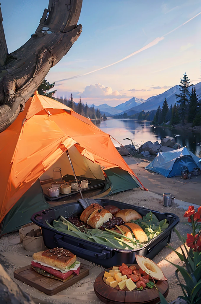 camping,tent,gourmet food,Vision,4K,