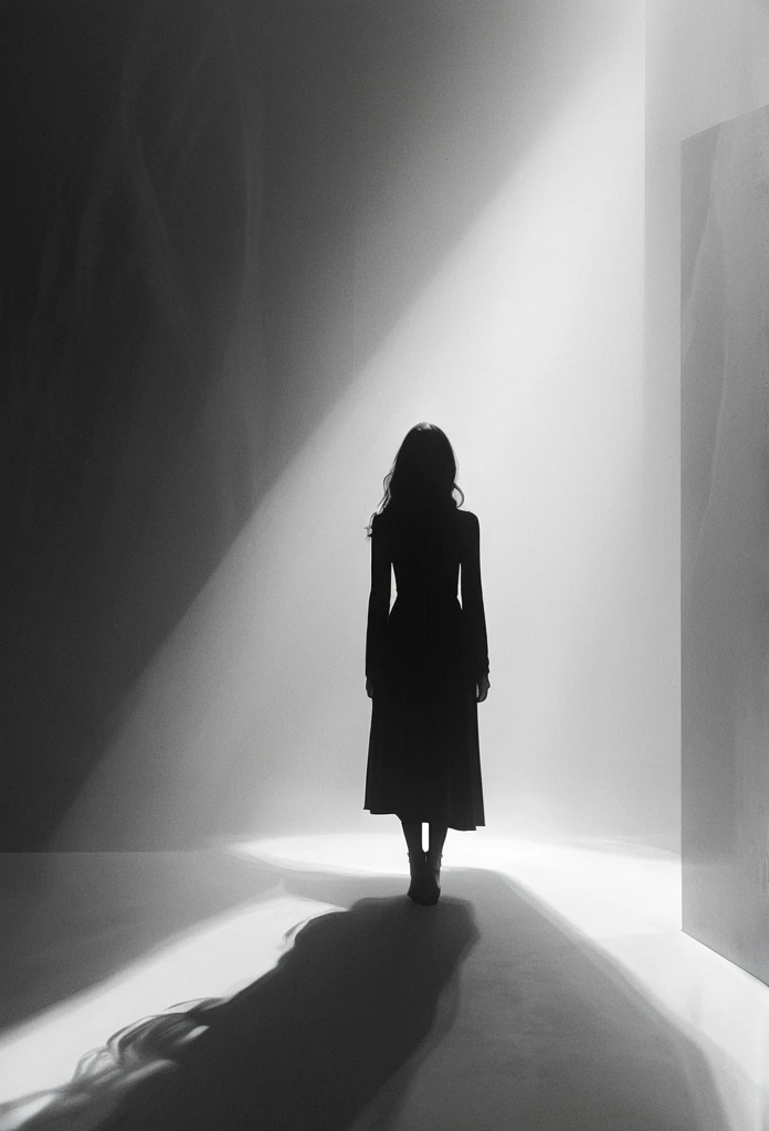 black and white,hell lady,minimalist Journey,highres,ultra-detailed,realistic,portrait,monochrome,contrast,bold lines,dark atmosphere,simple composition,dramatic lighting,expressive face,subtle emotions,striking gaze,intense stare,simple clothing,mysterious background,haunting beauty,graceful pose,mysterious aura,vivid black and white tones,ethereal,concept art,journey of self-discovery,quiet introspection,depth of the soul,symbolic representation,minimalist environment,subtle details,emotional depth,striking simplicity,balance of light and darkness,surreal experience,striking shadows,subtle textures,detailed expression,striking visual impact,straightforward yet thought-provoking,wide range of emotional interpretation，shadow，anatomical correct:2