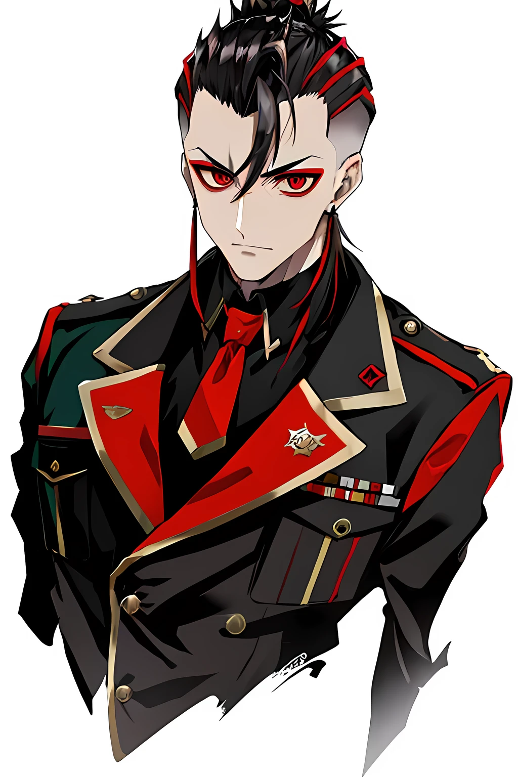 Aggressive appearance military outfit mohawk hair style
