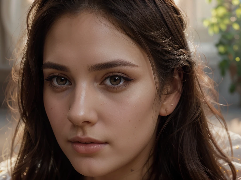 a beautiful young woman, detailed portrait, beautiful detailed eyes, beautiful detailed nose, beautiful detailed lips, long eyelashes, intricate hairstyle, elegant dress, serene expression, natural lighting, warm color tones, cinematic composition, high quality, photorealistic, masterpiece, 8K, ultra-detailed, hyper-realistic, oil painting, portrait, realistic