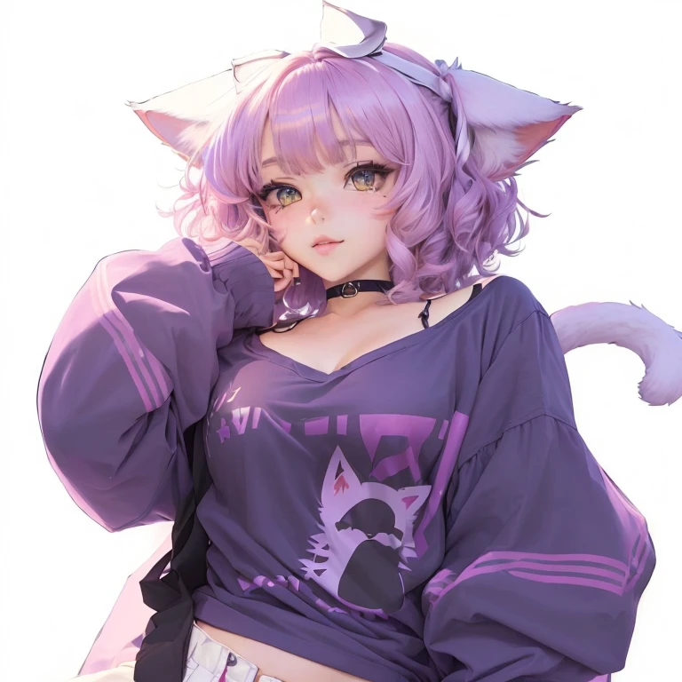a close up of a person with a cat ears and a shirt, catgirl, cute anime catgirl, neferpitou, beautiful catgirl, nekomimi, aanime cat, cat girl,