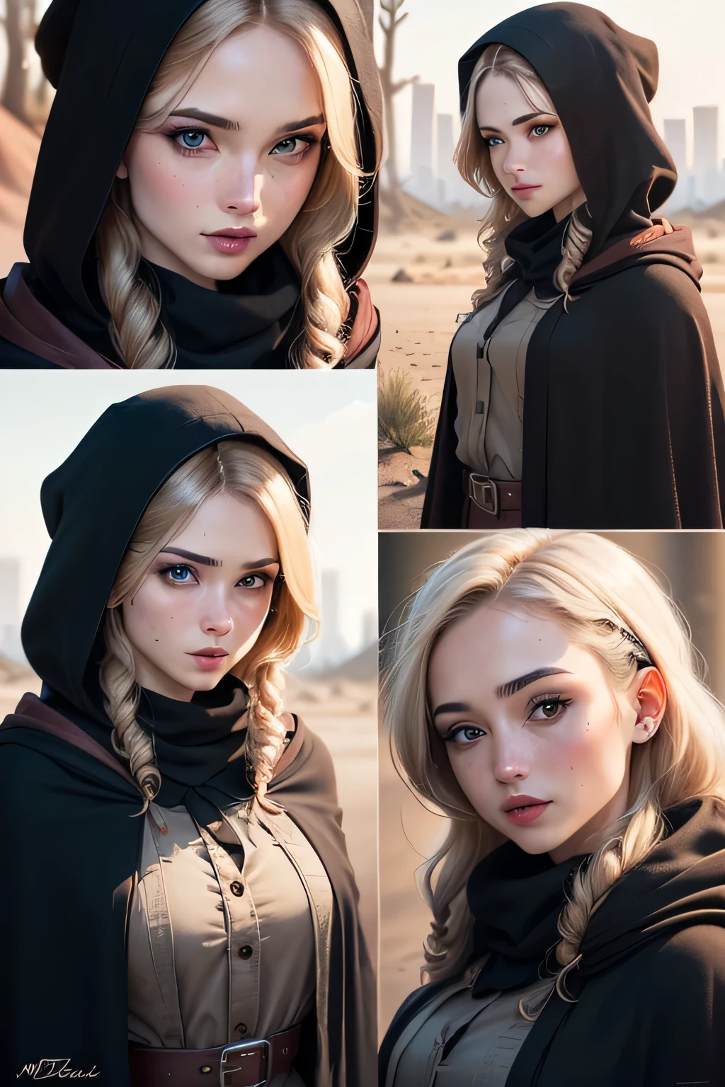 ((best quality)), ((masterpiece)), (detailed), Prize-winning works, with incredible details, maximum textures and details, cloak and hood ,A murderous man ,black clothes dress , vestido com cloak and hood negros ,(40 year old killer mature man:1.1,detailedeyes, face detailed, whole body:1.1,the background is a desert ),(best qualityer:1.2,ultra detali:1.1,realisitic:1.37),urban decay style,eyeshadows,hidden identity,sharp focus,swirly vibrant colors,moonlights), (twilight), (natta), 8K