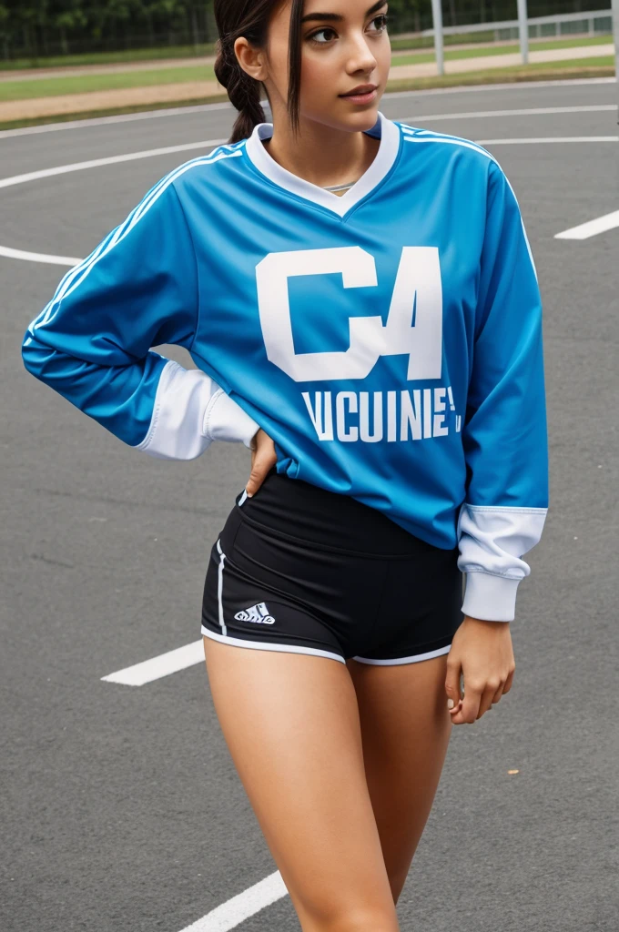 Sporty girl in blue viquini