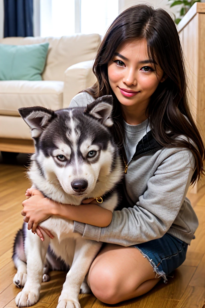 Design a husky kennel logo named (Forever Gold Siberians) demonstrating a husky