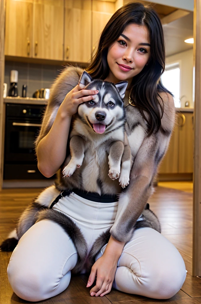Design a husky kennel logo named (Forever Gold Siberians) demonstrating a husky
