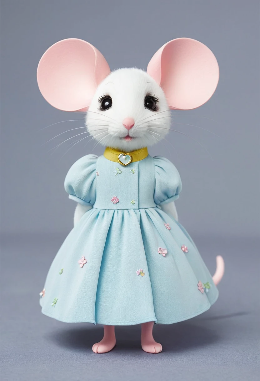 Imaginative concept art of cute creatures inspired by Laura, Looks like a mouse,dress up as. (CuteCreatures label weight is 0.9)