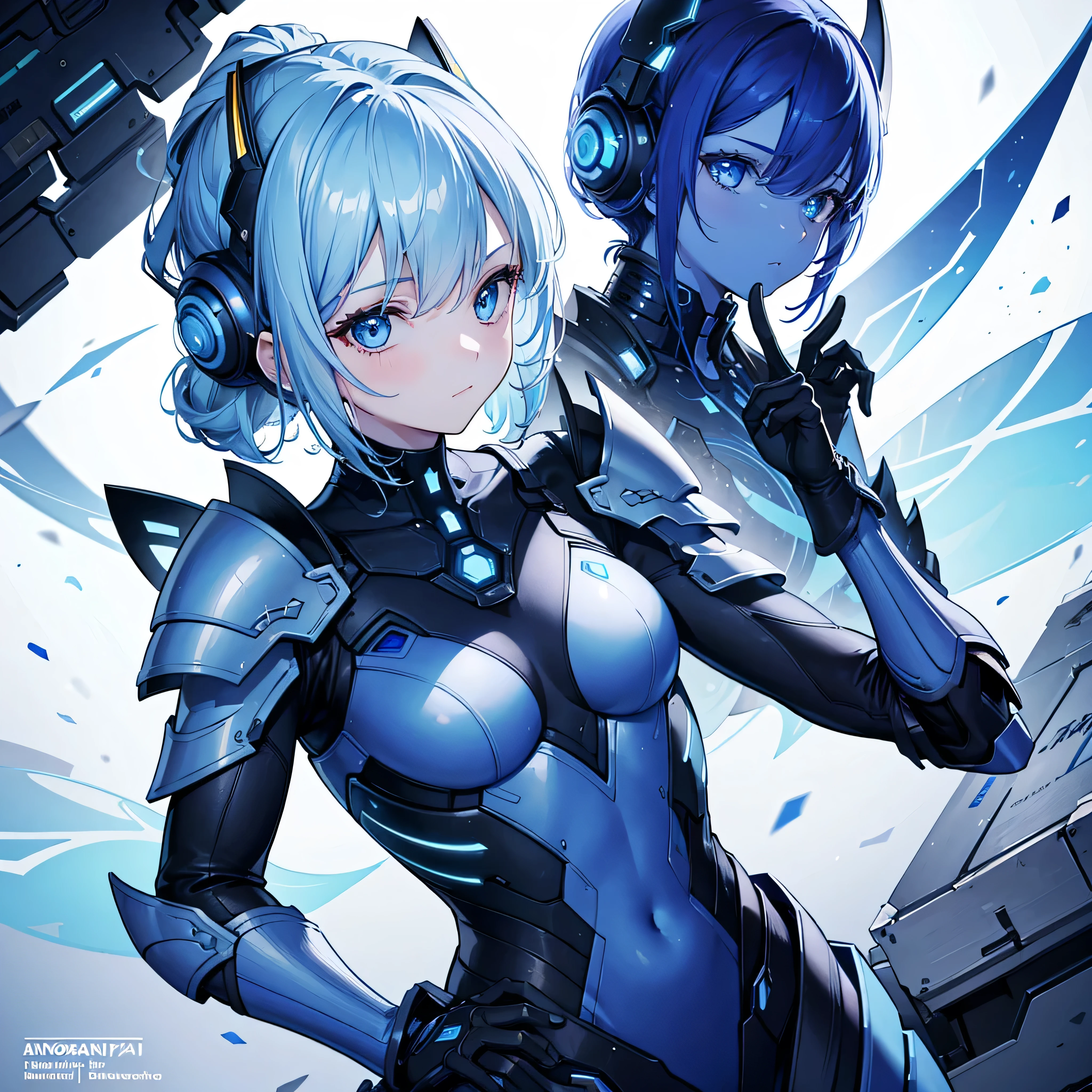 8k, highest quality, (real:1.4), Original photo, 1 girl, Asari Hair, Biological Amplifier, refined armor, posture: Peace talks between warring factions, smart blue eyes