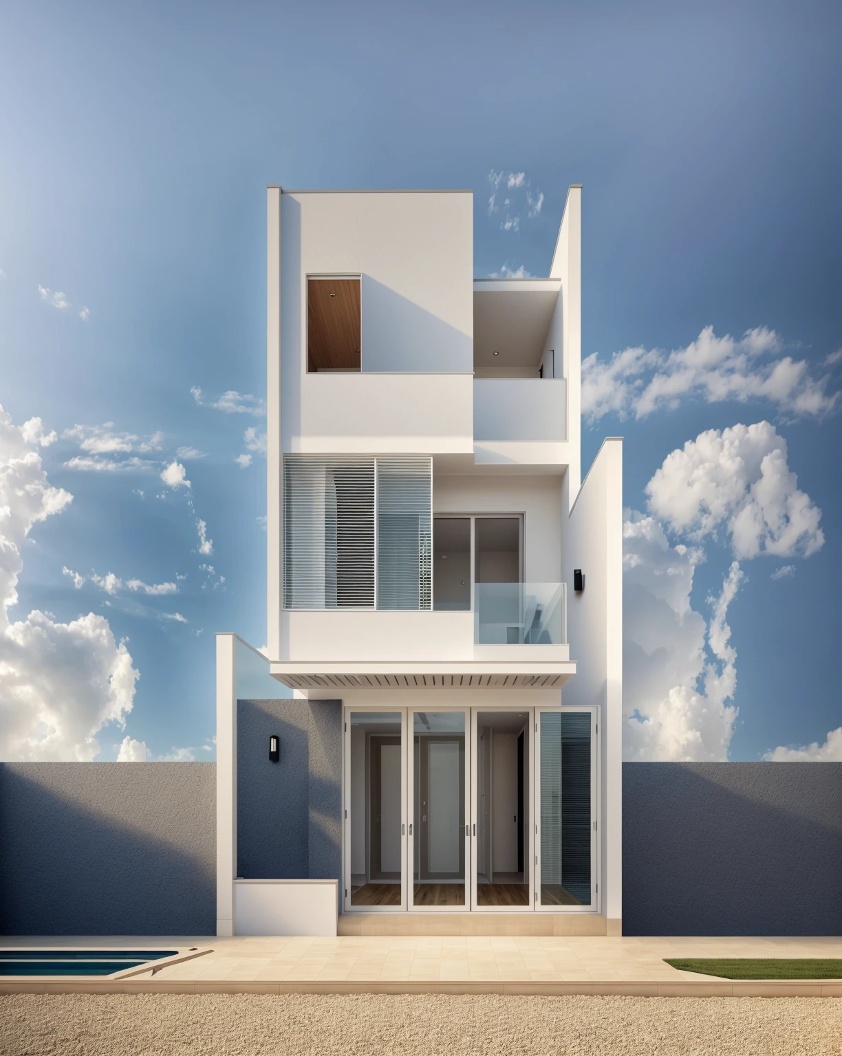 1 MODERN house, cafe area:1.4, main material by white wall and wood, large yard, 1 road passes in front of the house, (Photo brute, real, best quality, head of'artwork:1.2), avoir l'modern and minimalist look, 1 route devant la maison, lumière annulaire Shime, brightness of light'interior:1.2, dynamic lighting:1.3, (hyper realistic, photo-realistic:1.2), High quality, (dark lighting:1.2), perfect lighting, archquotidiennement
