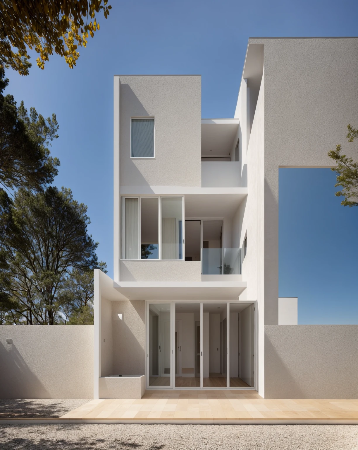 1 architecte moderne, main material by white wall and wood, 1 large courtyard, 1 road passes in front of the house, (Photo brute, real, best quality, head of'artwork:1.2), avoir l'modern and minimalist look, 1 route devant la maison, dynamic lighting:1.3, (hyper realistic, photo-realistic:1.2), High quality, (dark lighting:1.2), perfect lighting, archquotidiennement, no'humain