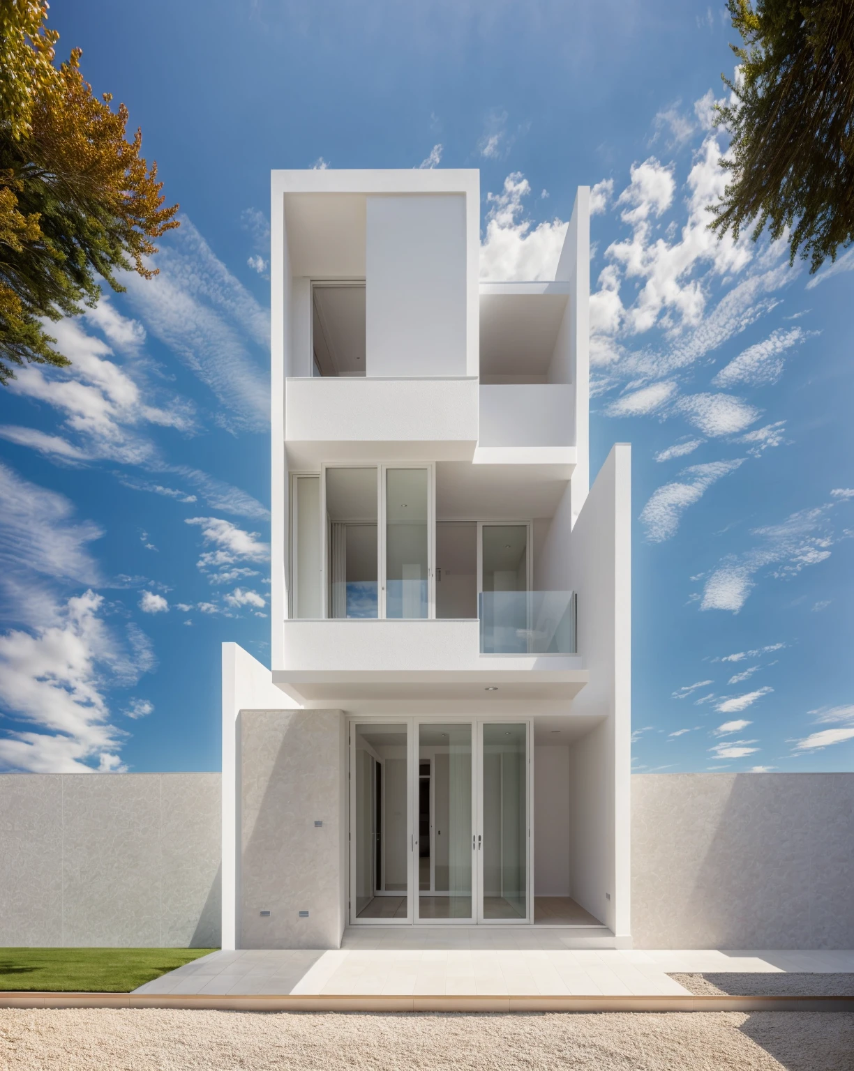 1 architecte moderne, main material by white wall and wood, 1 large courtyard, 1 road passes in front of the house, (Photo brute, real, best quality, head of'artwork:1.2), avoir l'modern and minimalist look, 1 route devant la maison, dynamic lighting:1.3, (hyper realistic, photo-realistic:1.2), High quality, (dark lighting:1.2), perfect lighting, archquotidiennement, no'humain