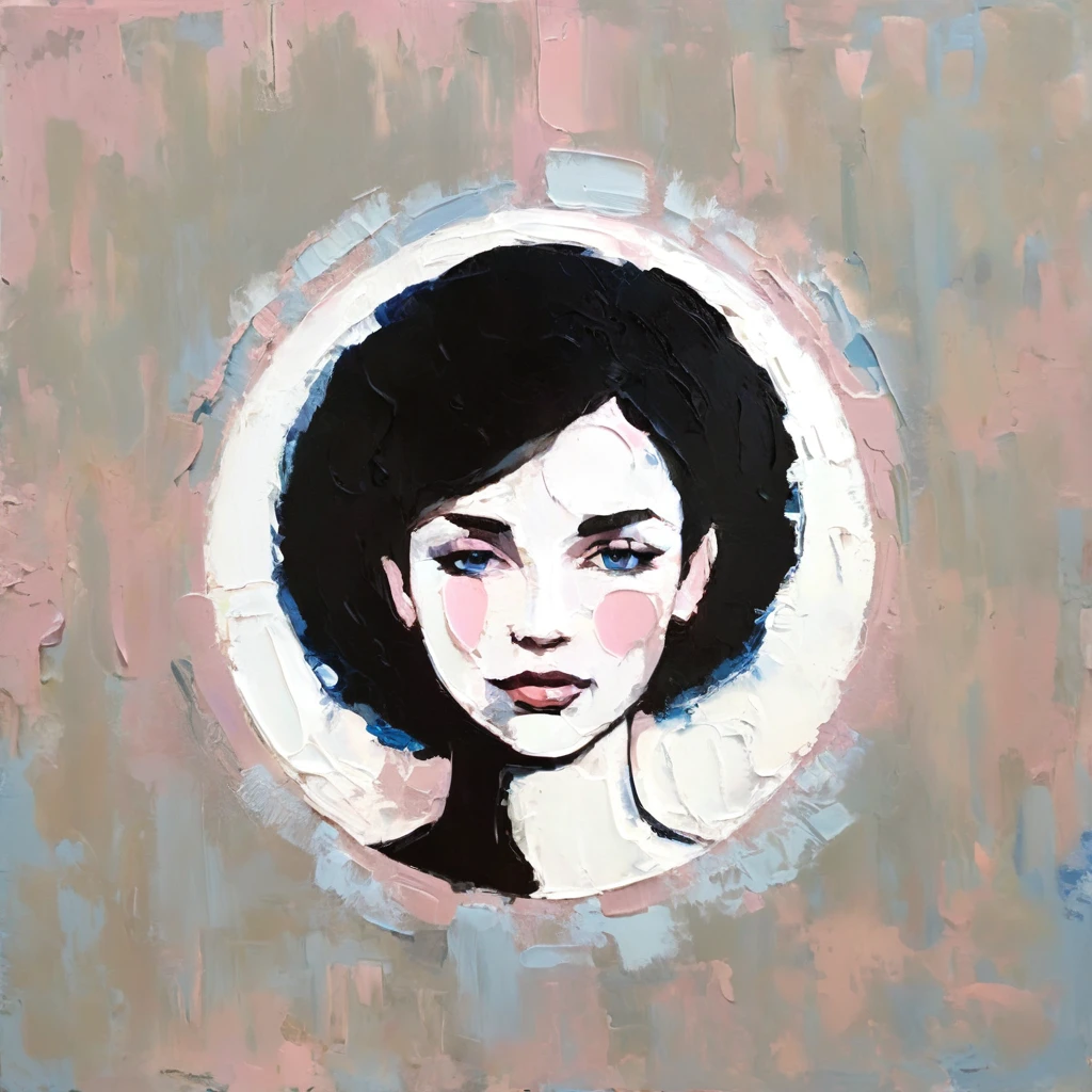 a thick textured oil painting, impasto brushstrokes, dry brushing,revealing underlayers, abstract landscape, moody lighting, dramatic shadows, muted earthy colors, vibrant colors, highly detailed, masterpiece, using a palette of light pink, muted blue, dark grayish blue, bright blue, very dark gray, and light grayish blue