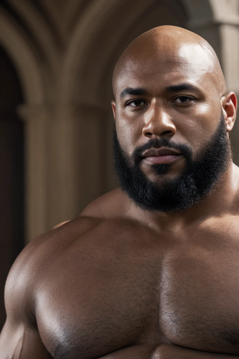 Hyperrealistic Very Detailed Highest Realistic Quality very Realistic 8KUHD very detailed highly photorealistic very realistic highly detailed closeup portrait photo of a Realistic Bald Black African American Sexy Bald Daddy Hairy Bearded Bear Beefy Muscle Bear Chubby Thick Muscle Beefy Buff Bodybuilder Muscle Bear Bald Black African American man wearing armor in Game of Thrones, Realistic Game of Thrones Photoshoot, 46 years old, very short thick neck, 8K resolution very realistic detailed neck lines, 8K resolution very realistic neck, 8K resolution very realistic detailed neck, 8K resolution very realistic face, 8K resolution very realistic face details, 8k uhd, very high quality, hyper realistic, realistic attention to detail, 8K resolution very Realistic Arms details, 8K resolution very realistic arms, 8K resolution very Realistic Hands details, 8K resolution very realistic hands, 8K resolution very Realistic Fingers details, 8K resolution very realistic finger, 8K resolution very realistic lips details, 8K resolution very realistic lips, and 8K resolution very realistic mouth details, 8K resolution very Realistic Body details, 8K resolution very realistic bellybutton, 8K resolution very realistic eyes, 8K resolution very realistic detailed eyes, 8K resolution very realistic body, 8K resolution very realistic pecs, 8K resolution very real realistic belly, 8K resolution very realistic chest, 8K resolution very realistic African American Beard, 8K resolution very realistic African American Body hair, 8K resolution very realistic skin details, 8K resolution Very Realitic Men's Clothes Details, 8K Resolution Very Realistic Men's Clothes, High Quality Detailed Photoshoot, packed with hidden details, realistic very defined details, Best Realistic Quality, No Merged Arms, ( Ultra Detailed ) 8K very realistic excellent natural good lighting, award - winning photograph, 8K very realistic surrounding lighting