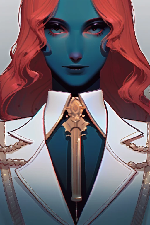 ((Лучшее качество)), ((шедевр)), (подробный), a girl, red-haired, with a gun