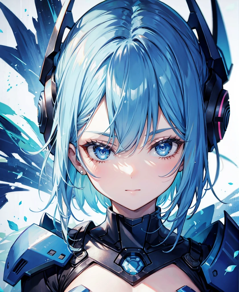 8K, Highest quality, (real:1.4), Original photo, 1 girl, Asari Hair, Biological Amplifier, refined armor, posture: Peace talks between warring factions, smart blue eyes