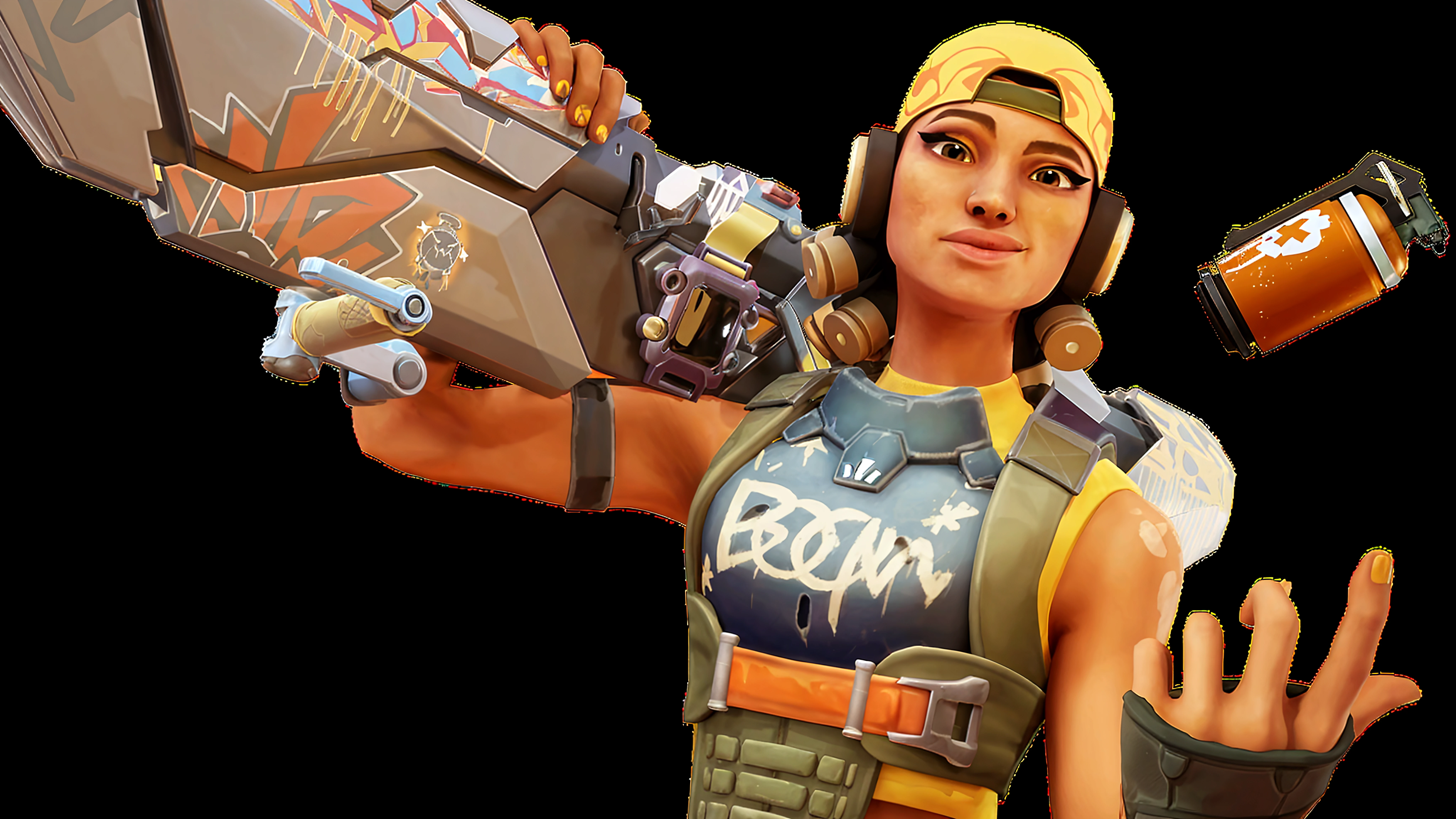 <lora:tendi-Lora:1> a high-quality 3D render of tendi wearing a brown bikini and holding a phaser rifle, green skin, fortnite screenshot
