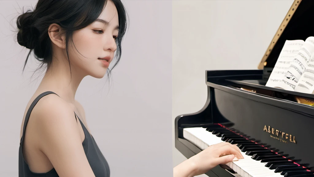 xxmixgirl,,Jing-Hao Zhang style, dark gray and light black, 8K resolution, Miho Hirano, character caricature, Albert Edelfeldt, playing the piano
in jazz ber
