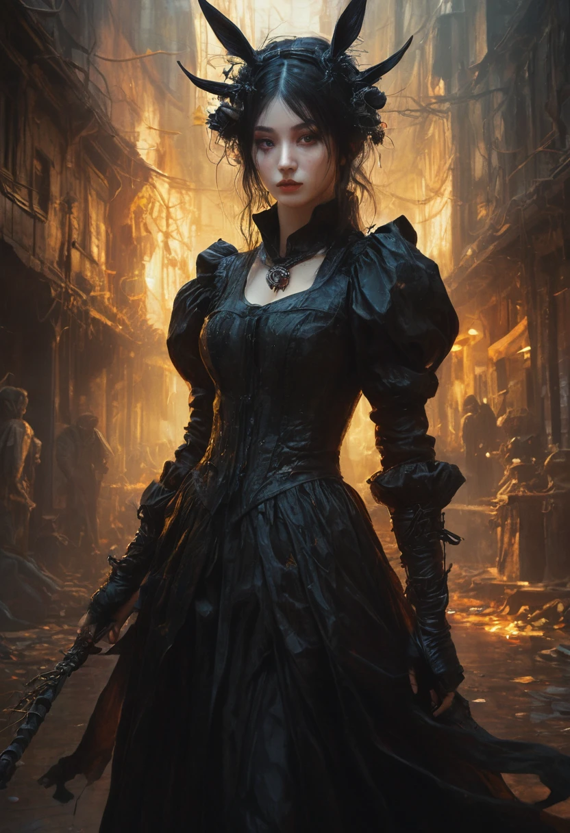 (Full-length, wide angle, centered, without cropping - ar 9:16 - ar 1:2. Full-length view). ((combat-bio-cook android, big beautiful eyes)), Best quality, relief, dark gothic, conceptual art, Psychedelic, post-apocalyptic, ominous, oil painting, thin flowing lines. (Full-length, wide angle, centered, no cropping ) - ar 9:16 - ar 1:2. Long strokes, light delicate shadows, + cinematic quality 36.5 mm f0, + style of Peter Elson, Ryohei Hase, Pino Daeni, Albert Joseph Peno, quality, masterpiece, (Full length, wide angle, centered, no cropping) - ar 9:16 - ar 1:2