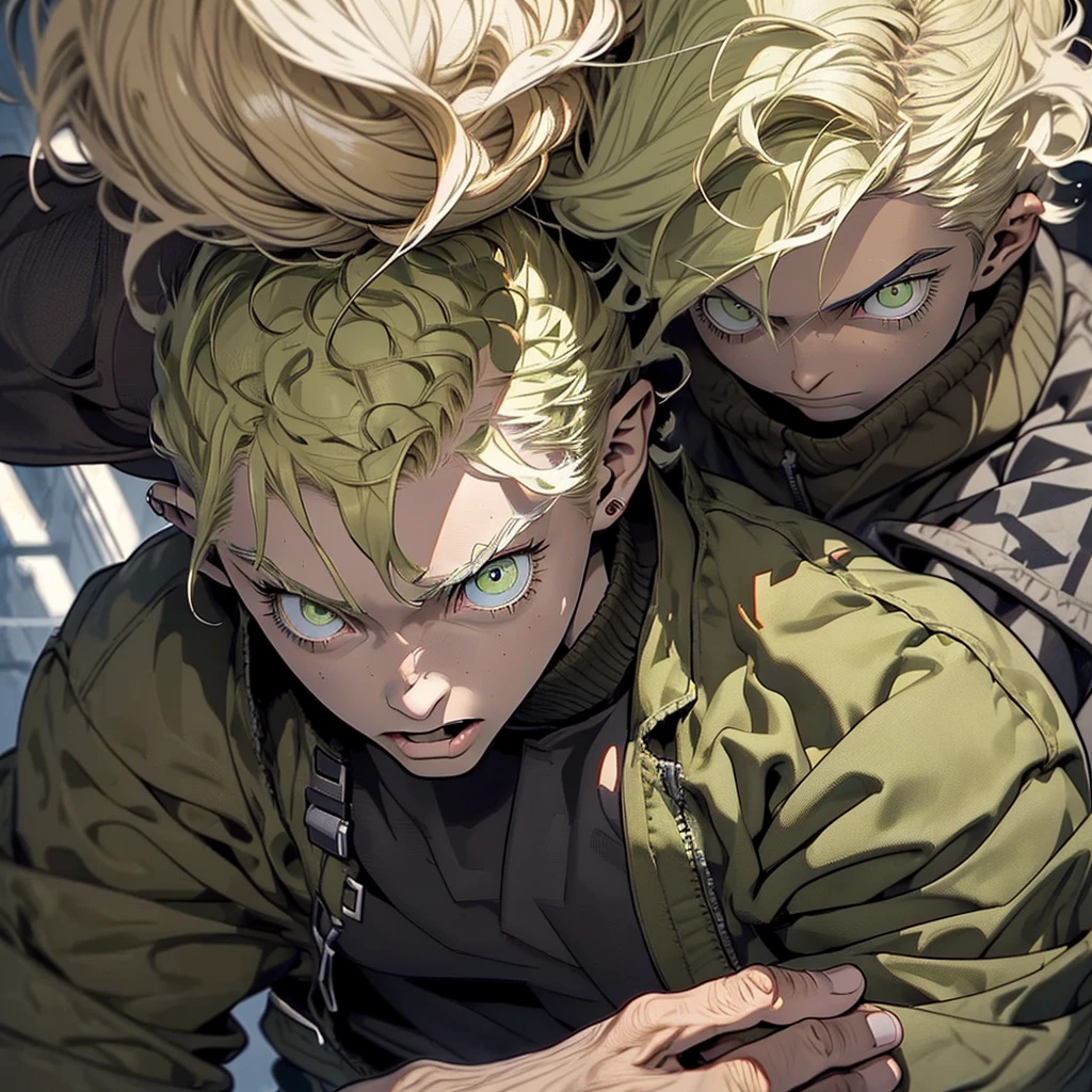 animated sketch, impressively detailed sketch, A man, (((detailed short blonde hair, detailed olive green eyes, Russian))), toned muscular body, modern casual clothing, apocalyptic world, vivid colors, conceptual artists lighting, focus on the torso, eyebrow raised, ((((excited)))), (((adult))),