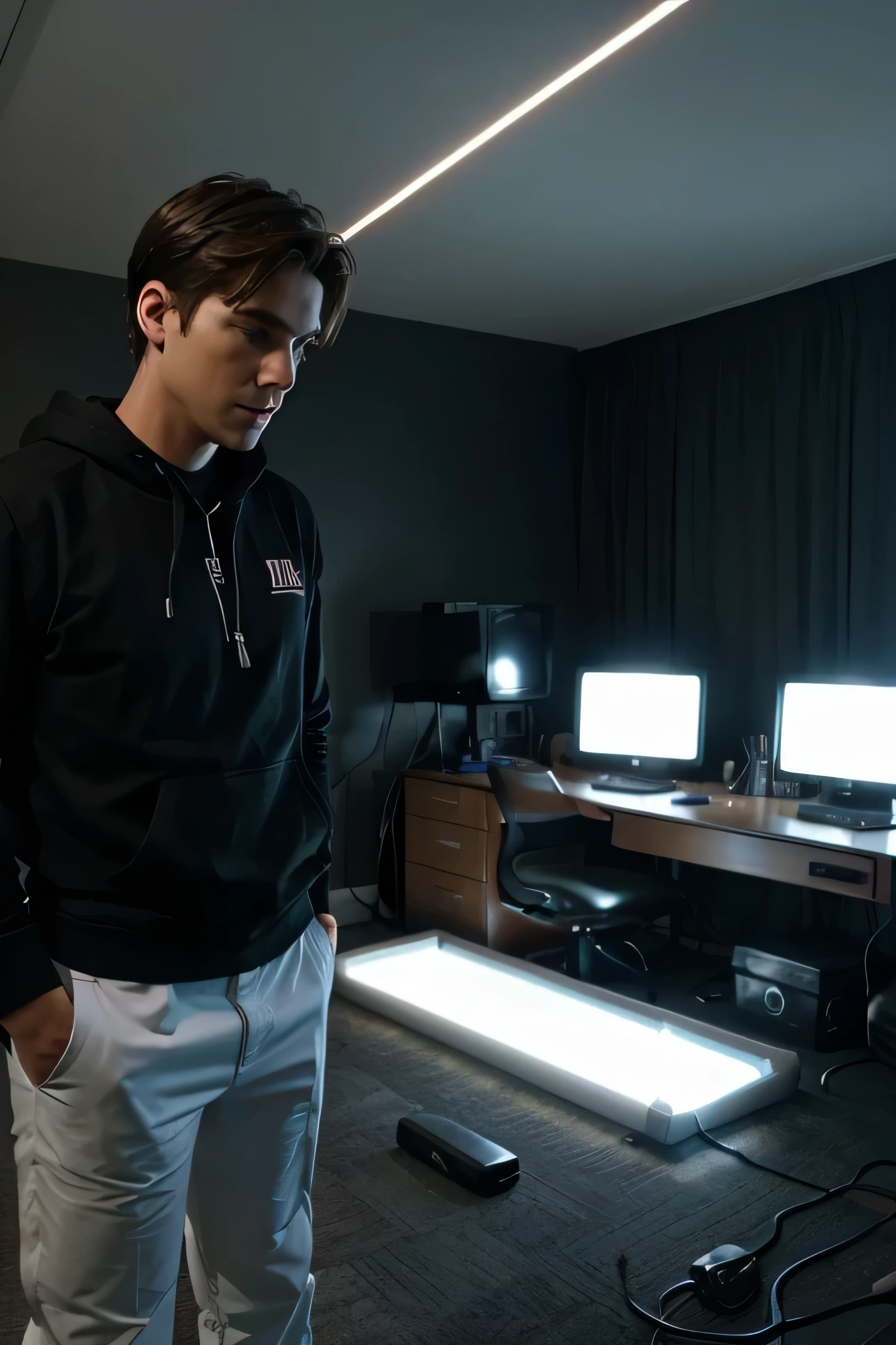 I want a guy in a room with led lights and guiding for youtube