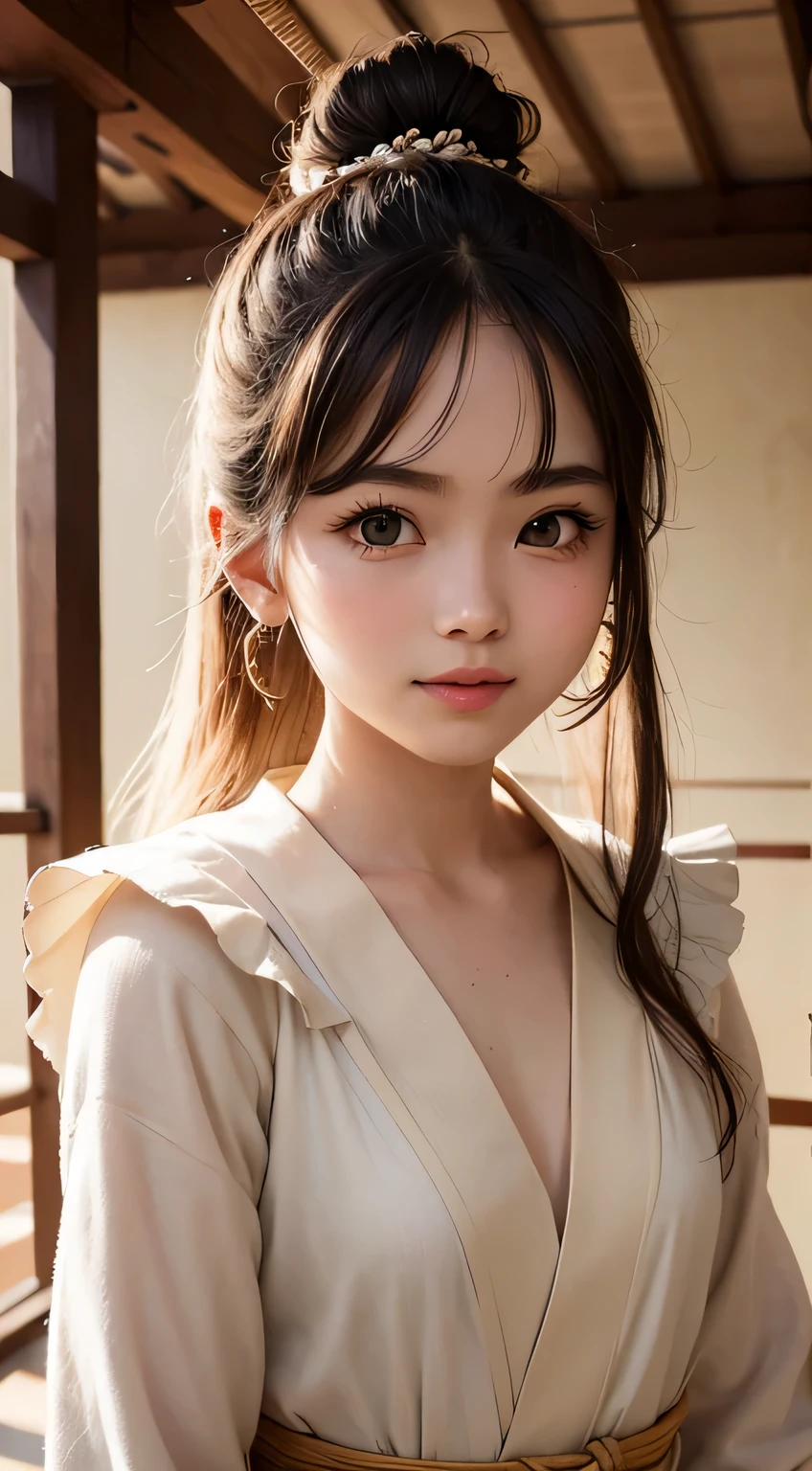 , Long Hair,Wearing a transparent jacket、Cyberpunk Red Green Background、(((Upper body naked))),smile,,、Round face,Big eyes, Round eyes、No makeup、Sweaty