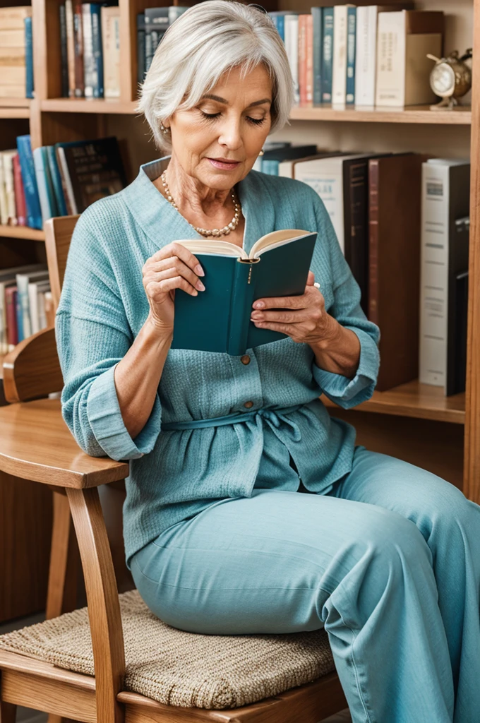 60 year old woman read book