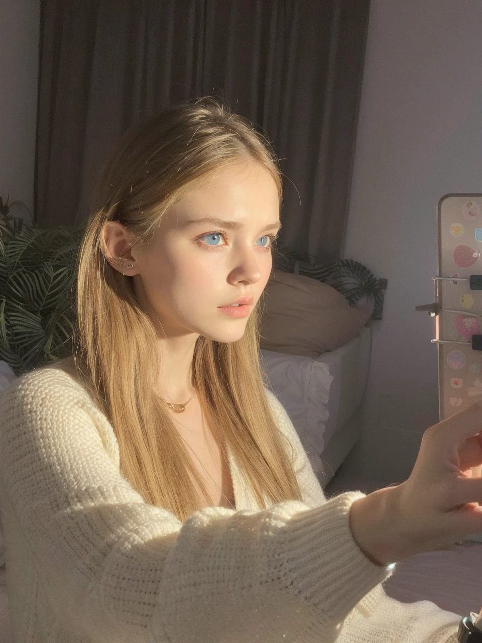 best quality, face focus, soft light, ultra high res, (photorealistic:1.4), RAW photo,
1 russian girl, solo, cute, (pupil, lights in the eyes), detailed beautiful face, (small chest),(high resolution detail of human skin texture),
(long hair),
indoor,
Damask Shirt Dress,
(portrait), perfect body, blue eyes, beautiful hair, sexy body, sexy lips, big breasts, young 16 years, plump lips, empty background