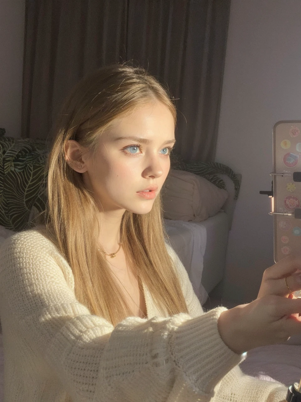 best quality, face focus, soft light, ultra high res, (photorealistic:1.4), RAW photo,
1 russian girl, solo, cute, (pupil, lights in the eyes), detailed beautiful face, (small chest),(high resolution detail of human skin texture),
(long hair),
indoor,
Damask Shirt Dress,
(portrait), perfect body, blue eyes, beautiful hair, sexy body, sexy lips, big breasts, young , plump lips, empty background