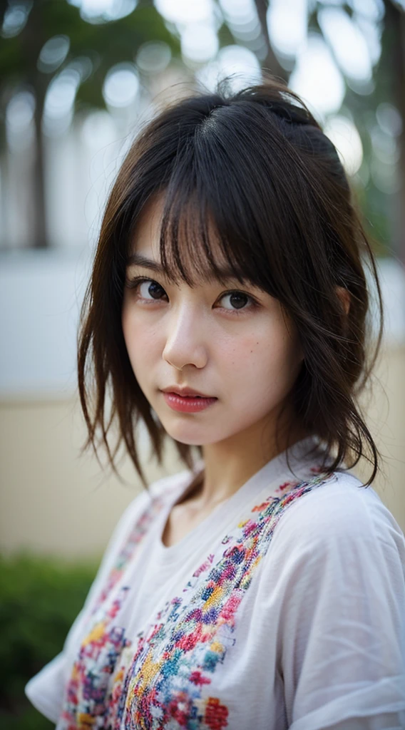 dressed, (photo realistic:1.4), (hyper realistic:1.4), (realistic:1.3),
(smoother lighting:1.05), (increase cinematic lighting quality:0.9), 32K,Japanese idol,
1girl,20yo girl, realistic lighting, backlighting, light on face, ray trace, (brightening light:1.2), (Increase quality:1.4),
(best quality real texture skin), finely detailed eyes, finely detailed face,
(tired and sleepy and satisfied:0.0), face closeup, t-shirts,
(Increase body line mood:1.1), shiny skin
