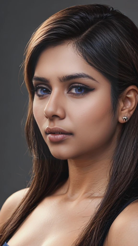 26 year old indian woman, tall, bright eyes, big lips, huge breasts, detailed anatomy, realistic, beautiful detailed eyes, beautiful detailed lips, extremely detailed face, longeyelashes, elegant pose, photorealistic, 8k, highres, masterpiece, ultra-detailed, physically-based rendering, vivid colors, studio lighting