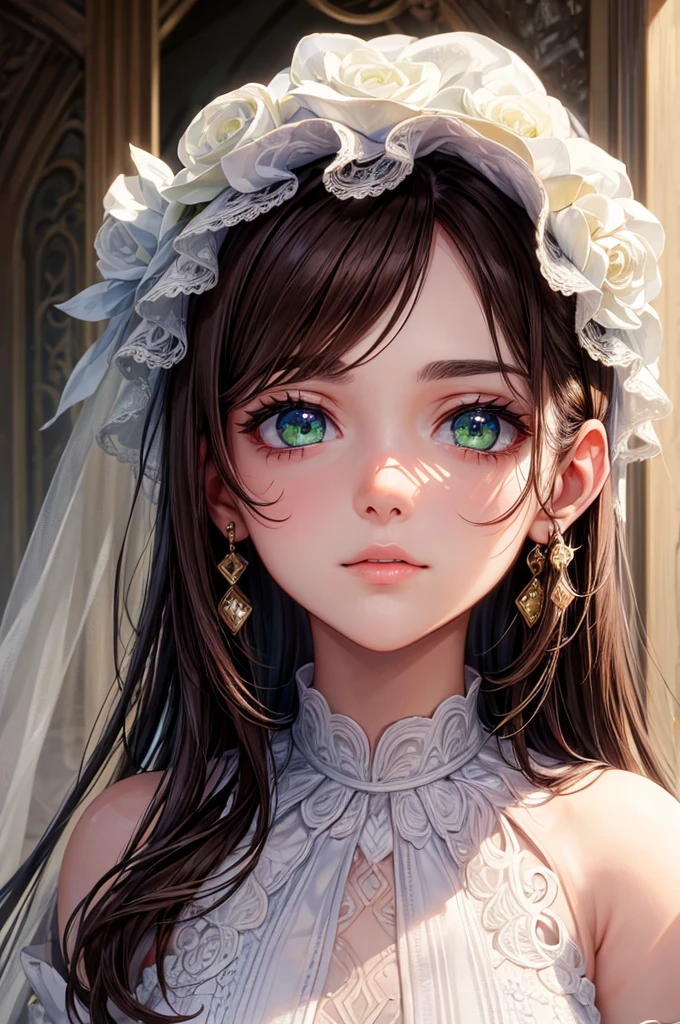((best quality)), ((masterpiece)), (detailed), perfect face make a Muller with brown hair with white streaks with green eyes with a scar near the eye