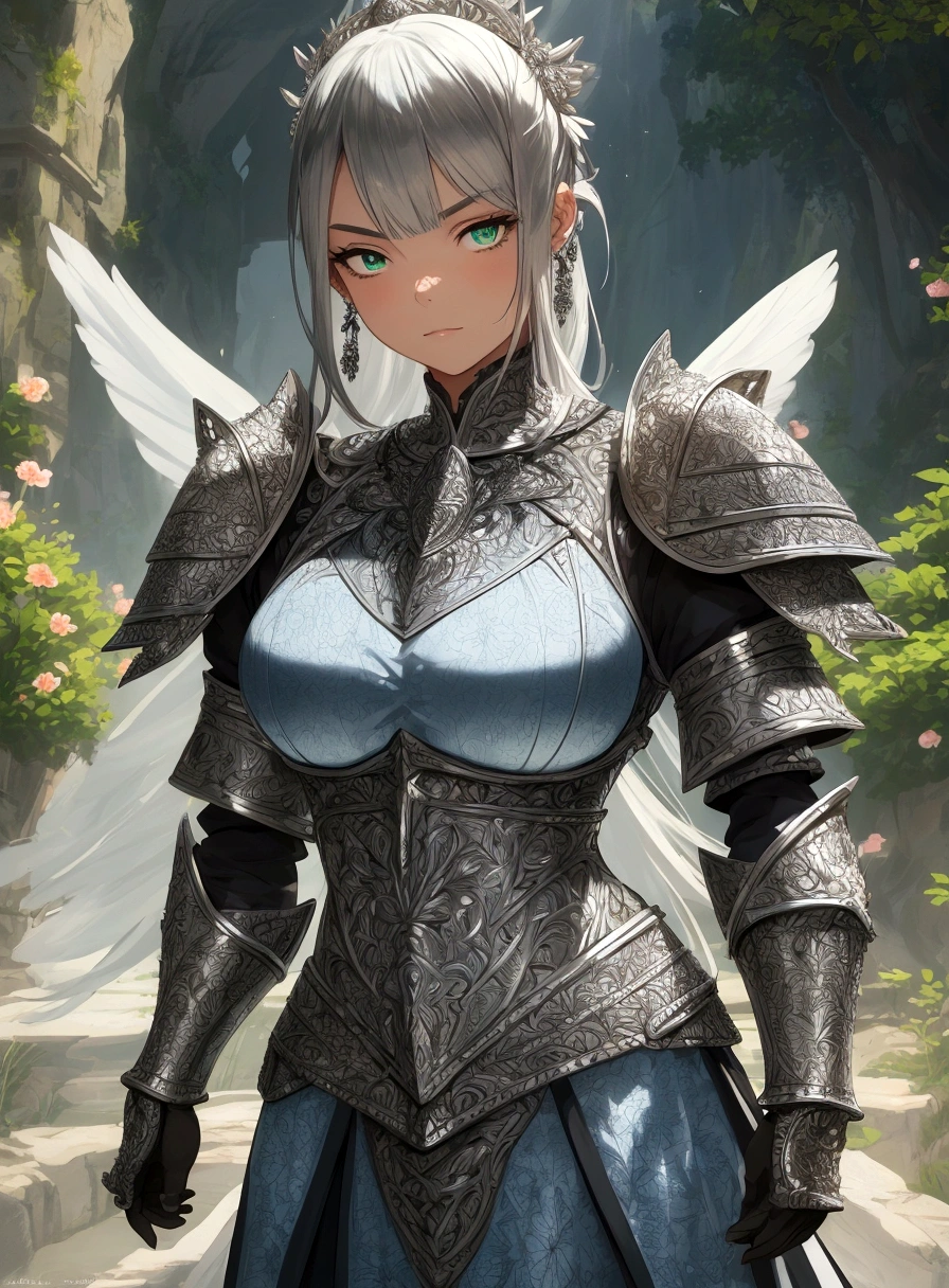 3d animation, chibi character, (masterpiece, best quality),(extremely intricate:1.3), (realistic), 1girl, milf, triple D cup breasts, round buttocks, bubbly ass, thoughts, caucasian, green eyes, perfect eyes, perfect iris, perfect pupils, perfect lips, perfect nose, perfect hands, very detailed hands, perfect fingers, black hair, short hair, straight hair, bobbles ponytail hair, (medieval armor), metal reflections, (((silver armor))), outdoors, far away castle, (ornately decorated armor), (insanely detailed, bloom:1.5), chainmail, intense sunlight, professional photograph of a stunning woman detailed, sharp focus, award winning, cinematic lighting, blurry background, upper body, ((confident)), (Pose:looking at the camera), shadows, contrast, clear blue sky, constellations, peaceful, serene, quiet, tranquil, remote, secluded, adventurous, exploration, escape, independence, survival, resourcefulness, challenge, perseverance, stamina, endurance, observation, intuition, adaptability, creativity, imagination, artistry, inspiration, beauty, awe, wonder, gratitude, appreciation, relaxation, enjoyment, rejuvenation, mindfulness, awareness, connection, harmony, balance, texture, detail, realism, depth, perspective, composition, color, light, shadow, reflection, refraction, tone, contrast, foreground, middle ground, background, naturalistic, figurative, representational, impressionistic, expressionistic, abstract, innovative, experimental, unique