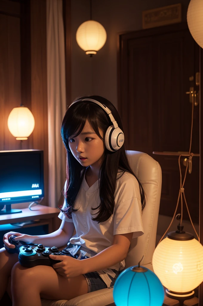Lampion playing video games