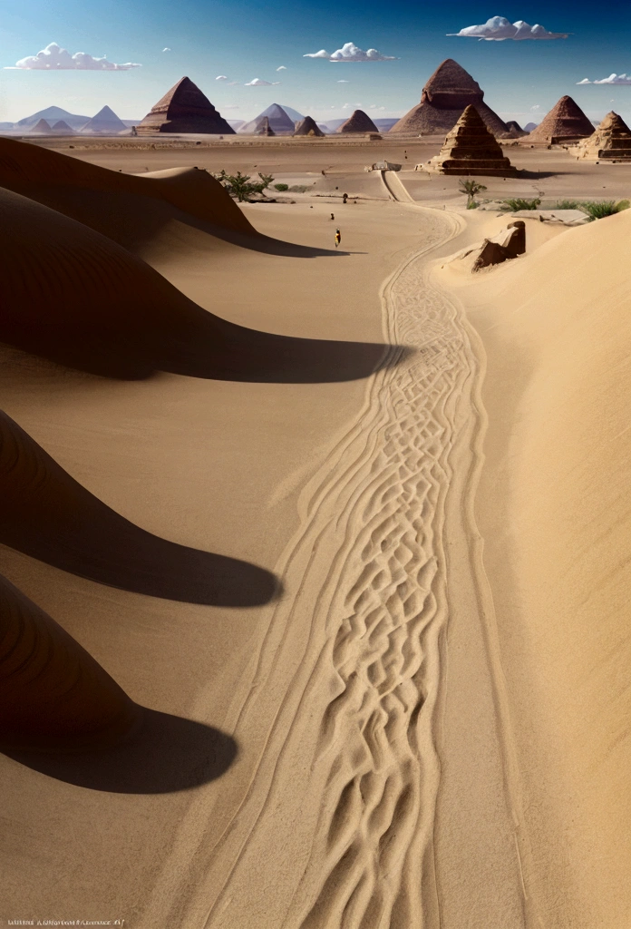 Yellow sand in the sky，The background is a vast desert，the sphinx，digital landscape art, Detailed scenery —width 672, landscape artwork, environment design illustration, scenery art detailed, Desert oasis landscape, concept-art, 4k highly detailed digital art, 4 k digital painting, 4k digital painting, stunning digital illustration, Desert background, digital painting concept art, Detailed digital painting