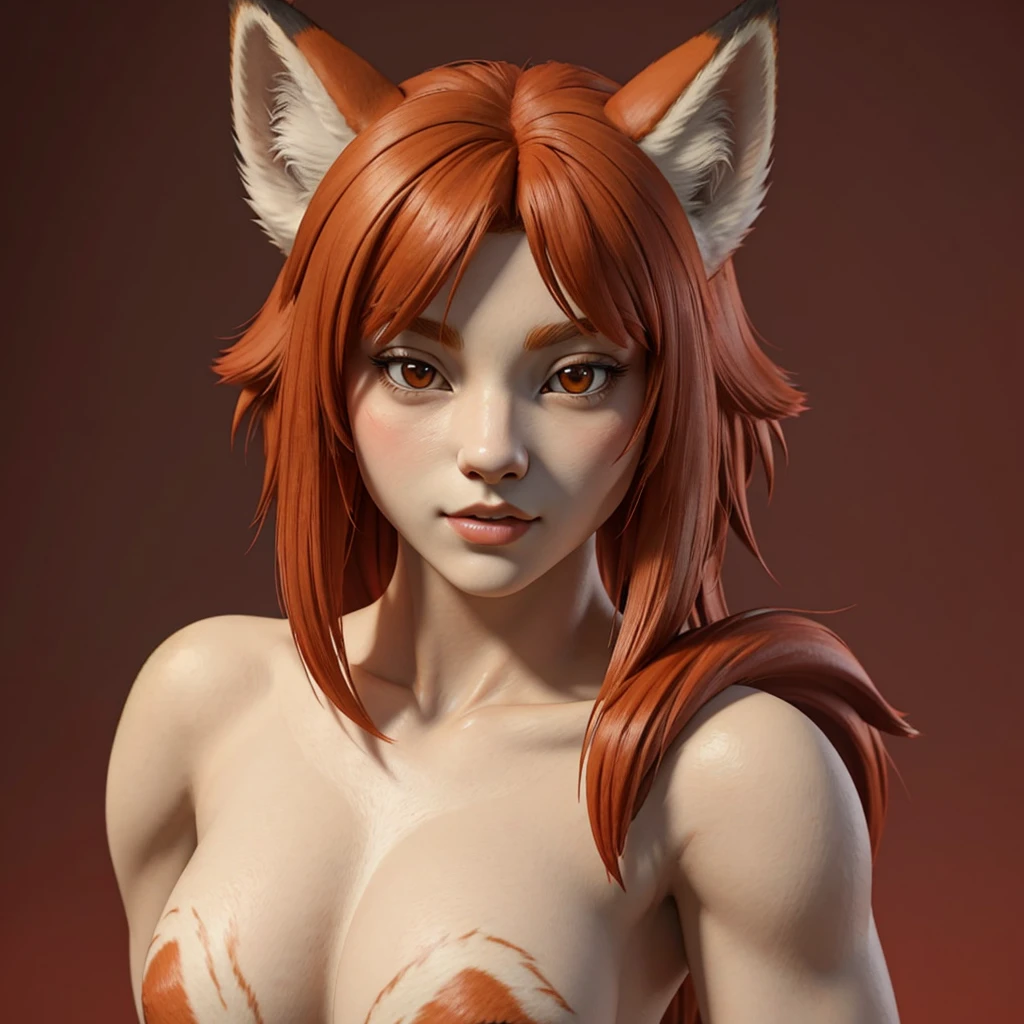 (masterpiece), (best quality),(portrait),(bust up),1girl,solo, animation style render, 3D, (pixer style) ,(clay) ,(sharp focus),(look at viewer),(fox girl), (furry), (furry female),red head,(ancient:1), ancient ,fantasy,(simple background:1)