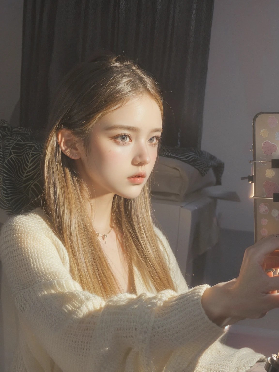 1girl, (looking at viewer:1.2), detail face, (a girl standing, rending on cgsociety, black shadows, streaming, new york backdrop), romanticism, atmospheric, (RAW photo, best quality), (realistic, photo-realistic:1.3), masterpiece, an extremely delicate and beautiful, extremely detailed,