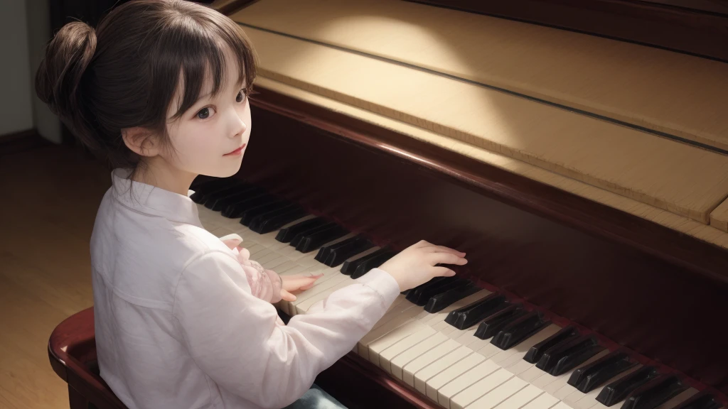 1girl, 独奏, Playing the piano