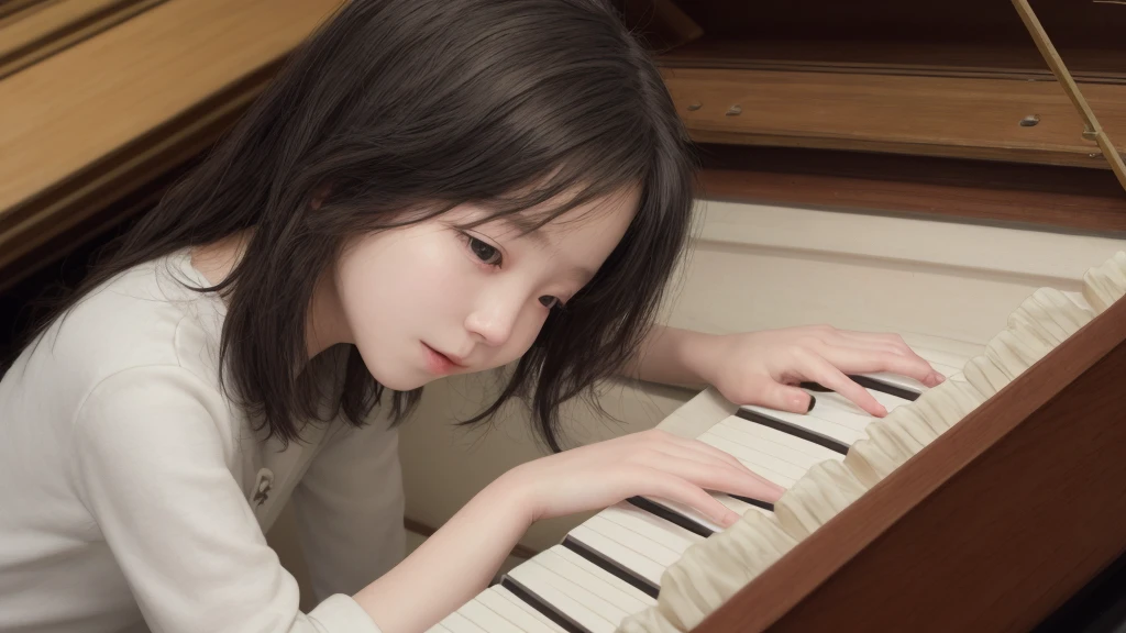 1girl, 独奏, Playing the piano
