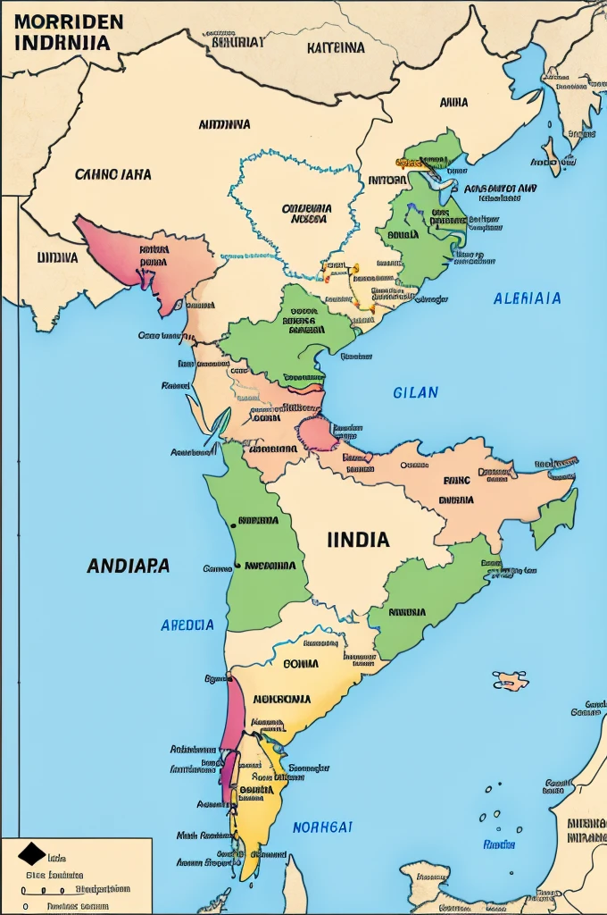Morden India political map without mentioning state name