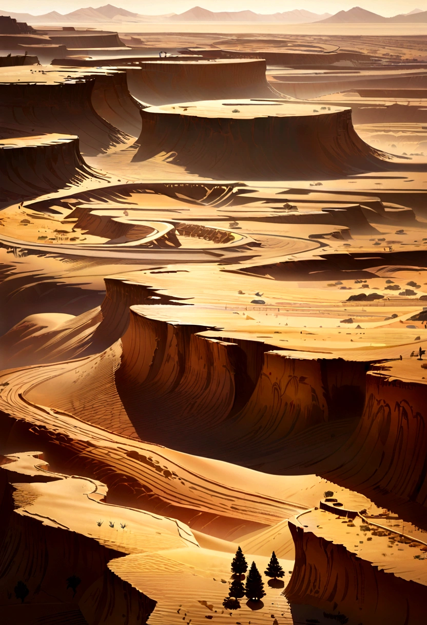 Yellow sand in the night stary sky,The background is a vast desert,A silhouette of a man in the center of the screen,digital landscape art, Detailed scenery ,landscape artwork, environment design illustration, scenery art detailed, Desert oasis landscape, concept-art, 4k highly detailed digital art, 4 k digital painting, 4k digital painting, stunning digital illustration, Desert background, digital painting concept art, Detailed digital painting