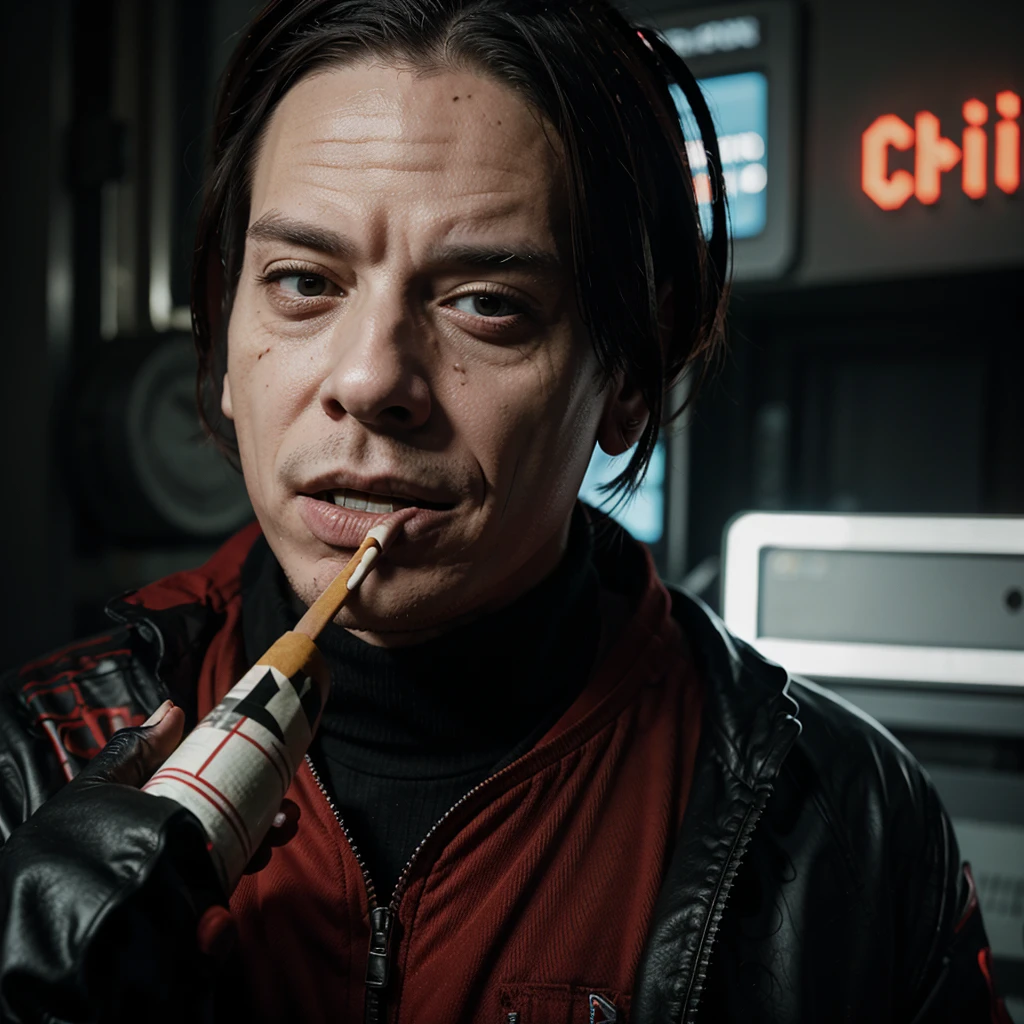 sid wilson , holding cigarette, cybercity, alone, chill expression 
