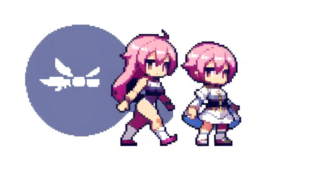 masterpiece , best quality , pixel , pixel art , xiangsu , xiang su , sequence frames , the very same person is walking , walking frame , sox figures , side , oblique view , 1 girl , fantasy clothes , full body , white background , heroine , deformed , sexy , chibi , Highly Exposed , angel , pink clothes , pink hair , 