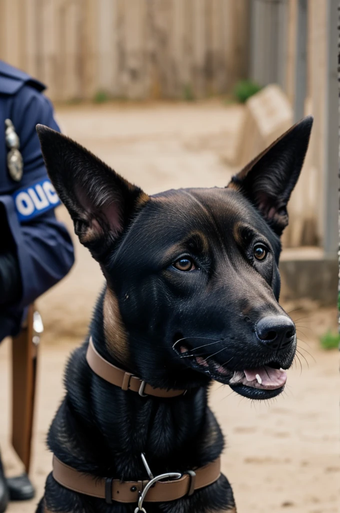 Un chien malinois de police 