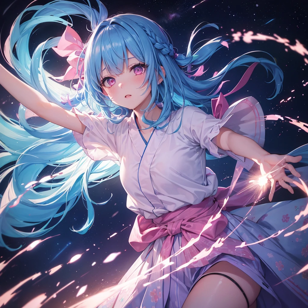 (Sky blue hair),(Braided Short Hair), (Pink Eyes),Fair skin) ,(whole body),(one person's),(Embarrassing),(The background is a school classroom,blackboard),(Heart-shaped chocolate),(I will pass it forward with both hands.),(Sailor suit),(Valentine's Day),(masterpiece, 最high quality, Very detailed, Best Shadow), (Detailed Background), (Beautifully detailed face), High Contrast, (Best lighting, Very delicate and beautiful), ((Cinematic Light)), Hyper Detail,8k, Dramatic Light, Intricate details,high quality