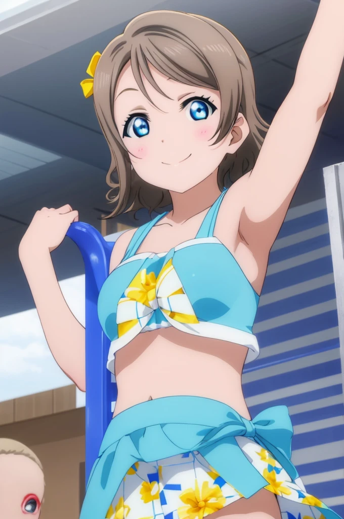 (((pixel-perfect, detail-perfect))), solo, 1girl, you watanabe, eyes azzur, smile, bikini, summer beach, armpit, big filesize, ultra High Qality