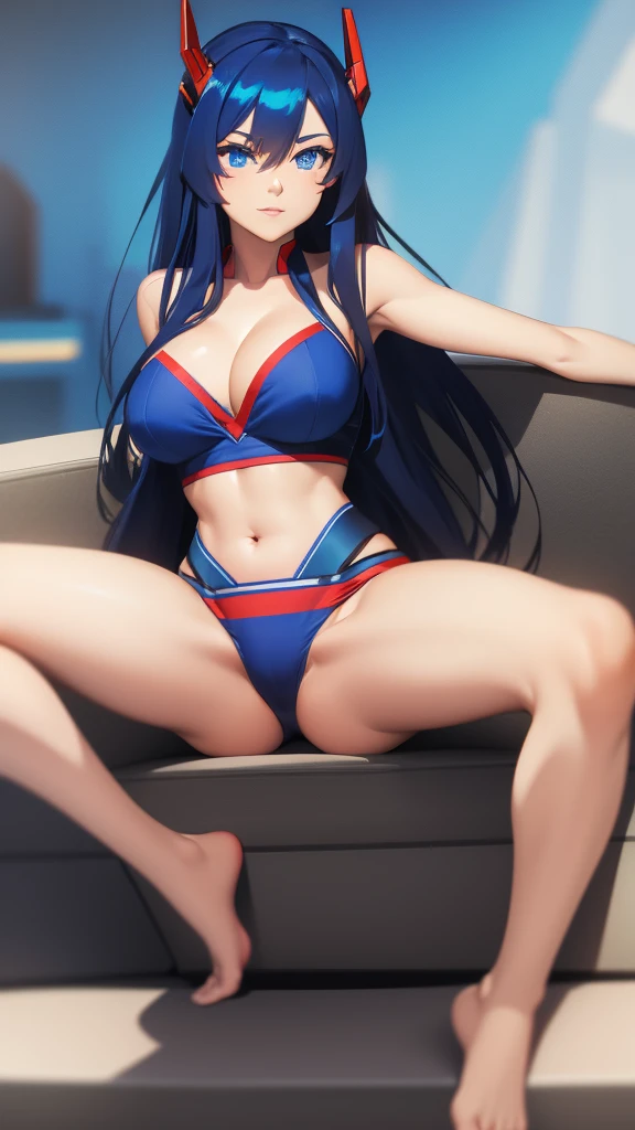 Optimus Prime human woman with long hair and blue eyes