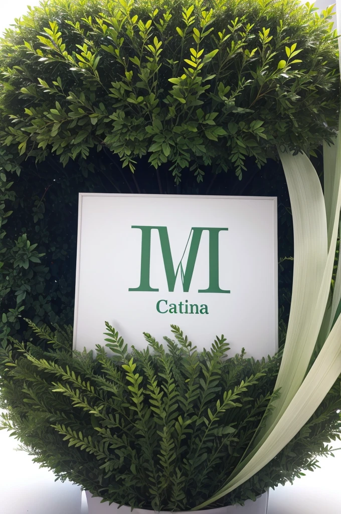 word "HUGE" personalized with very green plants, White background