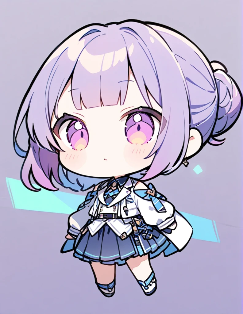 Very detailed、Very absurd、超High resolution, Attention to detail, high quality, High resolution, 最high quality, 4K, 8K,Clear drawing,deep violet hair color,hair bun,blunt bangs,jamping,chibi,cute girl
,chibi,chibi character