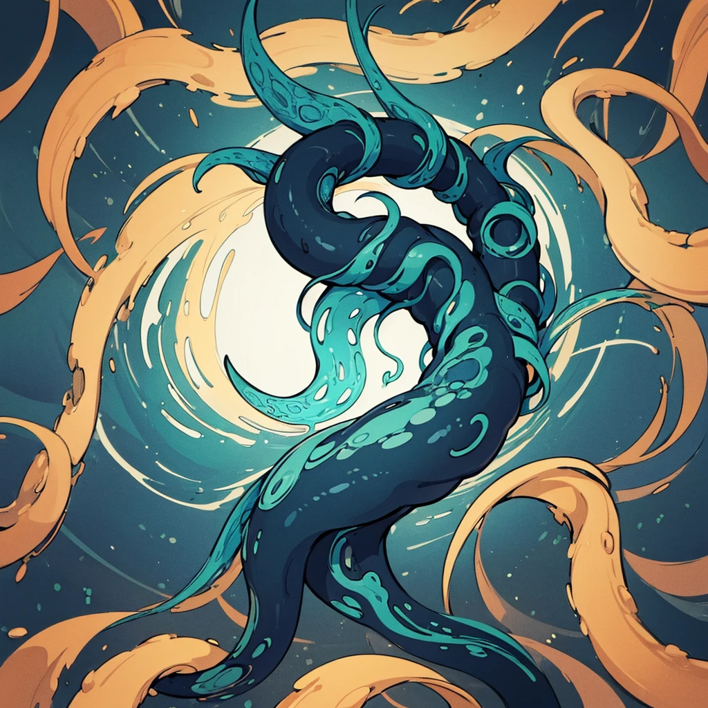 (((No humans)))、An alien tentacle creature with tentacles branching out from a central body with a single large eye、From the side