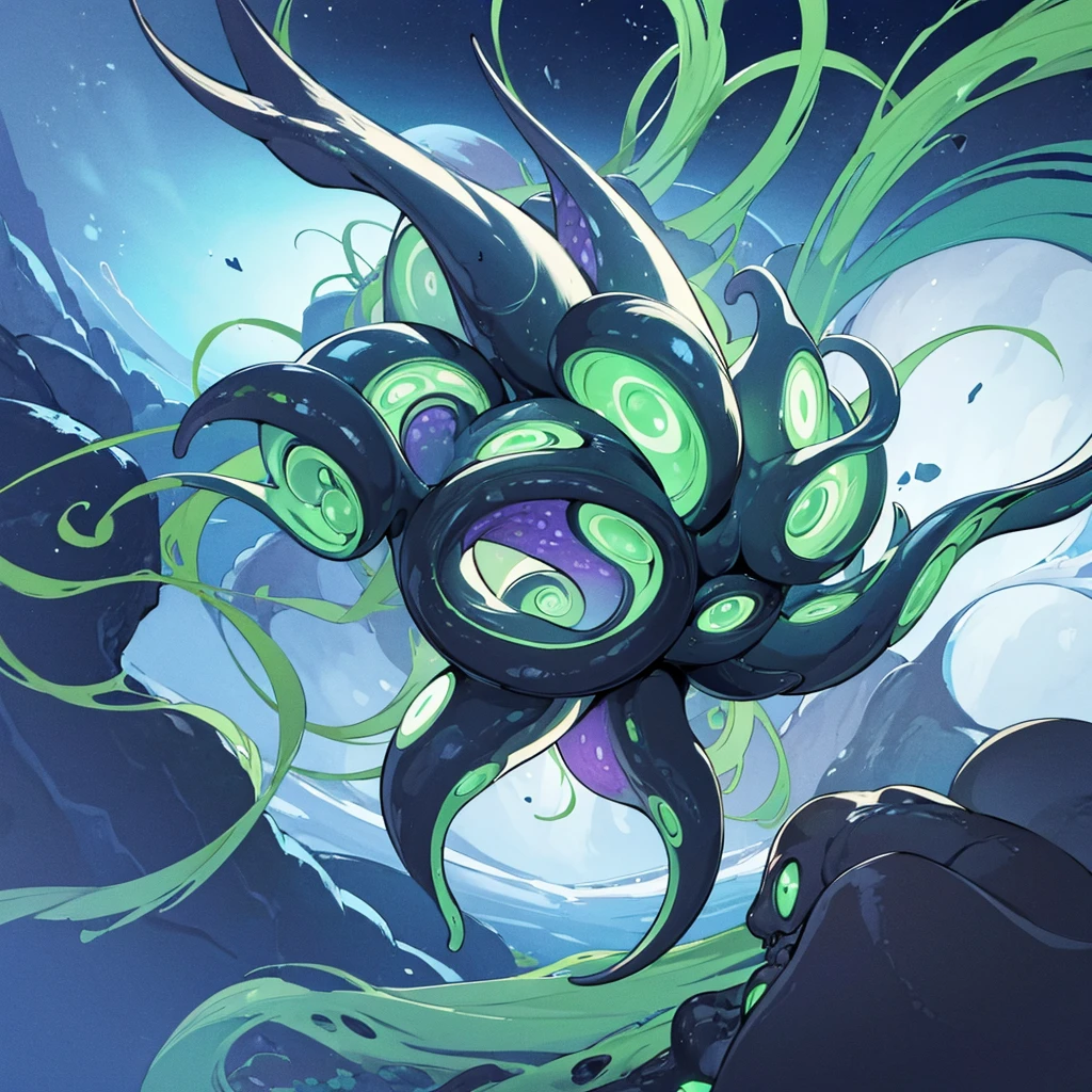 An alien tentacle creature with tentacles branching out from a central body with a single large eye